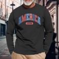 America 4Th Of July Retro Usa Memorial Day America Baseball Long Sleeve T-Shirt T-Shirt Gifts for Old Men