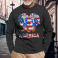 America Uncle Sam Griddy Dance 4Th Of July Long Sleeve T-Shirt Gifts for Old Men