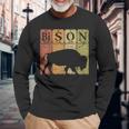 American Bison Periodic Table Elements Buffalo Retro Long Sleeve T-Shirt Gifts for Old Men
