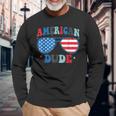 American Dude Sunglasses 4Th Of July Patriotic Boy Long Sleeve T-Shirt Gifts for Old Men