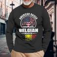 American Raised With Belgian Roots Belgium Belgian Flag Long Sleeve T-Shirt Gifts for Old Men