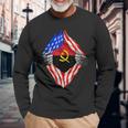 Angola Super Angola Flag Central Africa Angolan Roots Long Sleeve T-Shirt Gifts for Old Men