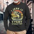 Bass Fish Dad Jerk It Every Chance Adult Humor Fishing Long Sleeve Gifts for Old Men