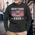 Best Dad Ever With Us American Flag Fathers Day Eagle Long Sleeve T-Shirt Gifts for Old Men