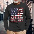 Biker If You Can Read This She Fell Off Quote On Back Long Sleeve T-Shirt Gifts for Old Men