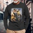 Biker Tabby Cat Riding Chopper Motorcycle Long Sleeve T-Shirt T-Shirt Gifts for Old Men