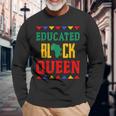 Black Queen Educated African Pride Dashiki Long Sleeve T-Shirt Gifts for Old Men