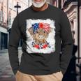 Bleached 4Th Of July Long Haired Calf Usa Patriotic Cow Long Sleeve T-Shirt Gifts for Old Men