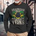 Brazilian Blood Runs Through My Veins Long Sleeve T-Shirt Gifts for Old Men