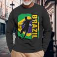 Brazilian Soccer Team Brazil Flag Jersey Football Fans Long Sleeve T-Shirt Gifts for Old Men