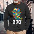 Building Blocks Ghost Boo Master Builder Halloween Boys Long Sleeve T-Shirt Gifts for Old Men
