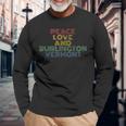 Burlington Vermont Peace Love Retro 70S Vintage Long Sleeve T-Shirt Gifts for Old Men