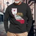 California State Flag And Outline Distressed Long Sleeve T-Shirt Gifts for Old Men