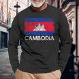 Cambodian Flag Vintage Made In Cambodia Long Sleeve T-Shirt Gifts for Old Men