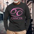 Cancer Zodiac Sign Pink Symbol Stars June July Birthday Long Sleeve T-Shirt Gifts for Old Men
