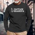 Captain Grandpa Sailing Boating Vintage Boat Anchor Long Sleeve T-Shirt Gifts for Old Men