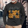 Cat Pumpkin Halloween Costume Spooky Black Animal Long Sleeve T-Shirt Gifts for Old Men