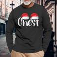 Chest Nuts Christmas Matching Couple Chestnuts Santa Hat Long Sleeve T-Shirt Gifts for Old Men
