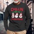 Christmas Chillin With My Snowmies Snowman Long Sleeve T-Shirt Gifts for Old Men