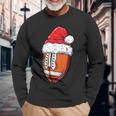 Christmas Football Ball Santa Hat Xmas Boys Team Sport Long Sleeve T-Shirt Gifts for Old Men