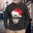 Christmas Hat Santa Day Of The Dead Sugar Skull Party Long Sleeve T-Shirt Gifts for Old Men