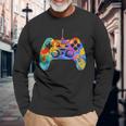 Colorful Gamer Graphic Gaming Controller Graphic Long Sleeve Gifts for Old Men