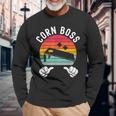 Corn Boss Bean Bag Player Cornhole Long Sleeve T-Shirt Gifts for Old Men