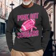 Cougars Pink Out Football Tackle Breast Cancer Long Sleeve T-Shirt Gifts for Old Men
