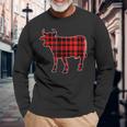 Cow Buffalo Plaid Costume Cow Lover Xmas Long Sleeve T-Shirt Gifts for Old Men