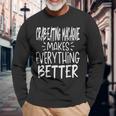 Crab-Eating Macaque Makes Everything Better Monkey Lover Long Sleeve T-Shirt Gifts for Old Men