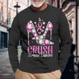 Crush Breast Cancer Awareness Bling Pink Ribbon Long Sleeve T-Shirt Gifts for Old Men