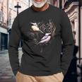 Cute Black Capped Chickadees In Branches Long Sleeve T-Shirt Gifts for Old Men