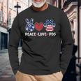 Cute Peace Love Dog Paw Usa Flag Patriotic Happy 4Th Of July Long Sleeve T-Shirt T-Shirt Gifts for Old Men