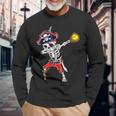 Dabbing Skeleton Pirate & Softball Ball Halloween Costume Long Sleeve T-Shirt Gifts for Old Men