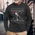 Dabbing Soccer Skeleton Ugly Christmas SweaterLong Sleeve T-Shirt Gifts for Old Men