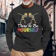 Dare To Be Yourself Cute Lgbt Gay Pride Long Sleeve T-Shirt Gifts for Old Men
