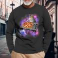 Dj Cat Eats Pizza In Galaxy Long Sleeve T-Shirt Gifts for Old Men