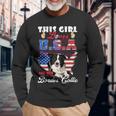 Dog Border Collie This Girl Loves Usa And Her Dog 4Th Of July Border Collie Long Sleeve T-Shirt Gifts for Old Men