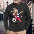 Dog Dabbing Soccer Cuba Jersey Cuban Football Long Sleeve T-Shirt Gifts for Old Men