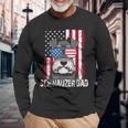 Dog Dad Fathers Day Mini Schnauzer Usa Flag 4Th Of July Long Sleeve T-Shirt Gifts for Old Men