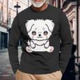 Dog Maltese Cute Kawaii Lover Owner Puppy Aesthetic Long Sleeve T-Shirt Gifts for Old Men
