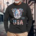 Dog With Usa Letters 4Th Of July Patriotic Long Sleeve T-Shirt Gifts for Old Men