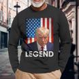 Donald Trump 2024 Shot President Legend American Flag Long Sleeve T-Shirt Gifts for Old Men