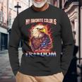 Eagle American Flag My Favorite Color Is Freedom Patriotic Long Sleeve T-Shirt Gifts for Old Men