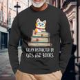 Easily Distracted By Cats And Books Cat & Book Lover Long Sleeve T-Shirt Gifts for Old Men