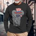 Elephant American Flag Usa 4Th Of July Fourth Patriot Animal Long Sleeve T-Shirt Gifts for Old Men