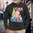 Fake Trees Us President Donald Trump Ugly Christmas Sweater Long Sleeve T-Shirt Gifts for Old Men
