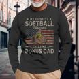 My Favorite Softball Player Calls Me Bonus Dad Fathers Day Long Sleeve T-Shirt Gifts for Old Men