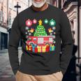 Fire Truck Christmas Ornaments Xmas Cute Firefighter Long Sleeve T-Shirt Gifts for Old Men