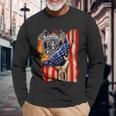 Firefighter American Flag Pride Hand Fire Service Lover Long Sleeve T-Shirt T-Shirt Gifts for Old Men